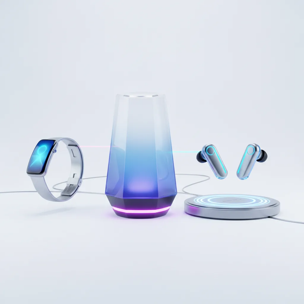 Sleek futuristic tech aesthetic, confident innovative mood, crisp