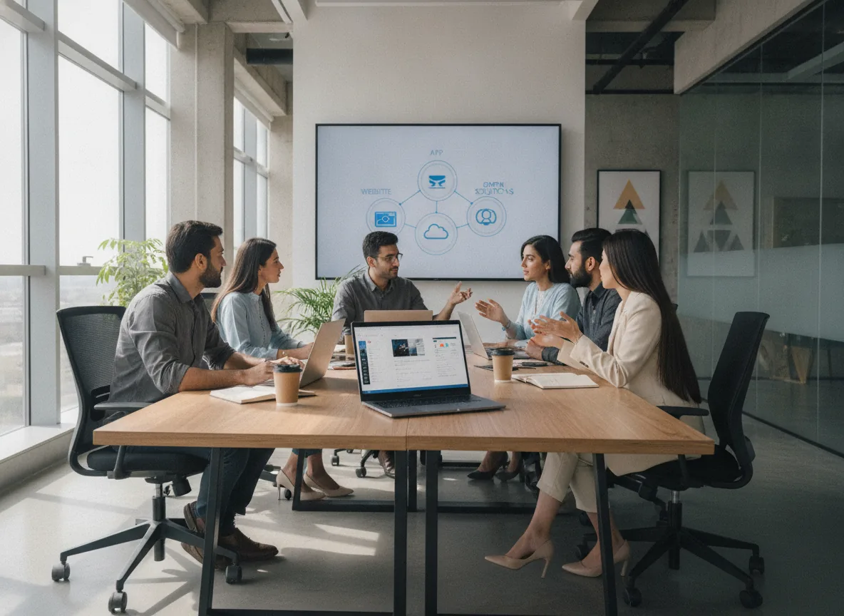 professional photo of a Pakistani tech team in